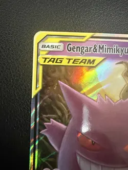 Pokemon TCG Gengar & Mimikyu GX TAG TEAM Sm-Team Up Holo Ultra Rare - Damaged - Image 2