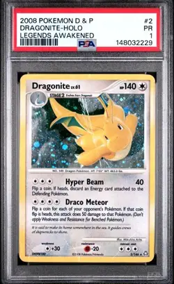 DRAGONITE Legends Awakened Holo Rare #2 PSA 1 Diamond & Pearl Pokemon - Image 1