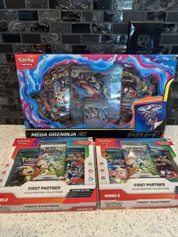 Mega Greninja EX Premium Collection Pokemon TCG + 2 Series 2 First Partner Set - Image 2