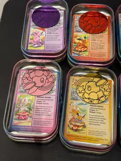 EMPTY Pokemon Prismatic Evolutions Eeveelutions Mini Tin Full Set 8 Coin & Art - Image 5