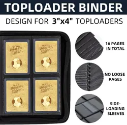 Toploader Binder 4 Pocket Top Loader Binder Holds 128 Cards Trading Card Binder - Image 2