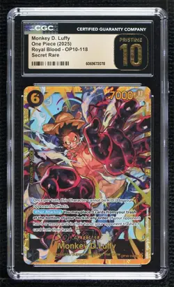 2025 One Piece Card Game: Royal Blood OP10 English SEC Monkey D Luffy CGC 10 - Image 1