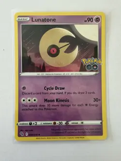 Pokemon TCG Lunatone Pokemon Go 034/078 Regular Uncommon Card NM 2022 - Image 1