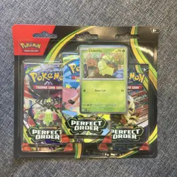 Pokemon TCG - Perfect Order - 3 Pack Blister - Chikorita Promo Sealed - Image 3