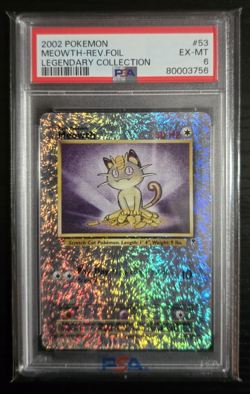 2002 POKEMON LEGENDARY COLLECTION #53 MEOWTH-REVERSE FOIL PSA 6 - Image 1