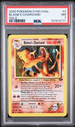 2000 POKEMON GYM CHALLENGE HOLO #2 BLAINE'S CHARIZARD PSA 7 - Image 1