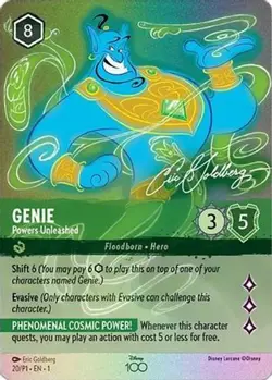 Lorcana Disney 100 Promos Genie - Powers Unleashed (Alternate Art) 20 Holo NM/M - Image 1
