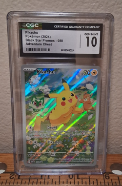 Graded Pokemon CGC Gem Mint 10 Pikachu 088 Black Star Promo Adventure Chest - Image 2