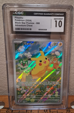 Graded Pokemon CGC Gem Mint 10 Pikachu 088 Black Star Promo Adventure Chest - Image 3