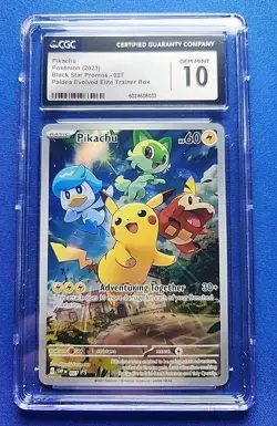 Pikachu SVP 027 CGC 10 Black Star Promo Pokemon TCG S & V Paldea Evolved ETB - Image 1