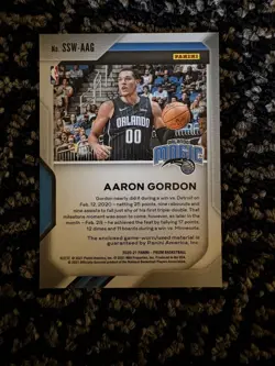 Aaron Gordon 2020-21 Prizm Sensational Swatch Game Used Patch SSW-AAG Magic - Image 2