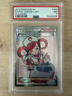 Pokemon Center Lady (105 Full Art) 105/106 Flashfire Holo PSA 7 - Image 1