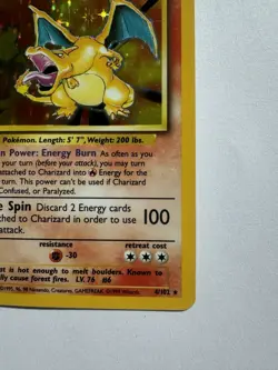 1999 Pokemon Base Set Charizard Holo 4/102 Unlimited Rare Holographic Ungraded - Image 5