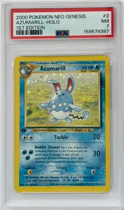 AZUMARILL 2000 Pokemon 1st Edition 2/111 Neo Genesis Holo PSA 7 NMT - Image 1