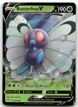 BUTTERFREE V 001/189 V RARE DARKNESS ABLAZE POKEMON NEAR MINT - Image 1