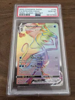 2020 Pokemon SWSH Rebel Clash Inteleon VMAX Full Art #195 PSA 10 - Image 1