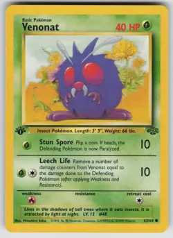 Venonat 63/64 Common Jungle Pokemon 1st Edition Lightly Played - Image 1