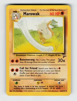 Marowak 52/130 Uncommon Base Set 2 Pokemon 2000 Lightly Played - Image 1