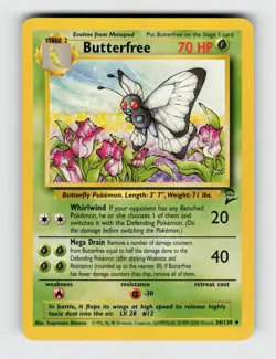 Butterfree 34/130 Uncommon Base Set 2 Pokemon 2000 Lightly Played - Image 1