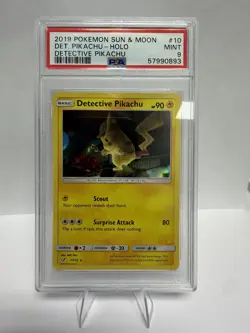 Pokemon TCG Detective Pikachu 10/18 Sun & Moon Holo Promo PSA 9 - Image 1
