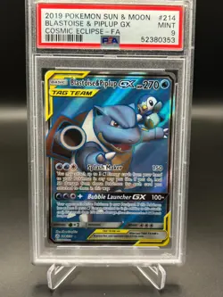 Blastoise & Piplup Gx 214/236 Cosmic Eclipse Pokemon PSA 9 - Image 1
