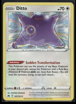 Ditto 107/159 Holo Rare Crown Zenith Pokemon Holo Near Mint - Image 1