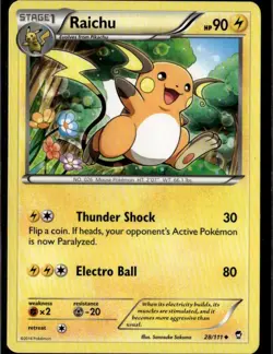 Raichu Uncommon XY Furious Fists 28/111 Lightning Pokemon Card - Image 1