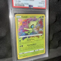 2020 Pokemon Sword & Shield Vivid Voltage Celebi Amazing Rare Holo #009 PSA 10 - Image 4