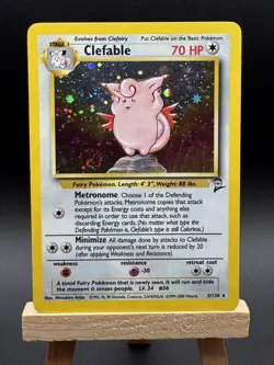 Pokemon TCG Clefable Base Set 2 Holo Unlimited Rare Card 5/130 Swirl - Image 1