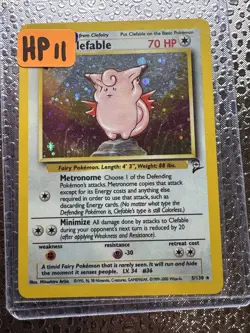 Pokemon TCG Clefable Base Set 2 Holo Unlimited Rare Card 5/130 Swirl - Image 3