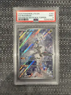 Pokemon 2025 Journey Together N's Reshiram Box Topper Stamped Promo #167 PSA 9 - Image 1