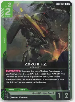 Zaku II FZ (GD03 Release Event) Rare Foil Gundam Promotional Card GD03-020 NM - Image 1