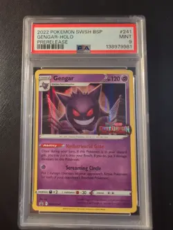 2022 POKEMON SWSH BLACK STAR PROMO PRERELEASE #241 GENGAR-HOLO PSA 9 - Image 1