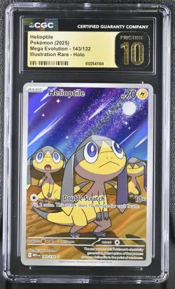 CGC 10 Helioptile 143/132 Illustration Rare Holo Mega Evolution Pokemon Pristine - Image 1