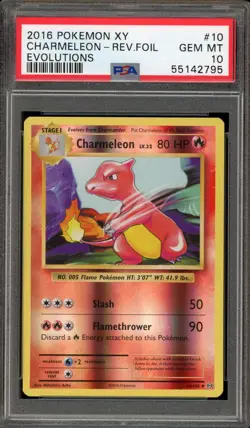 Pokemon Charmeleon XY Evolutions Reverse Holo #10 PSA 10 Gem Mint - Image 1