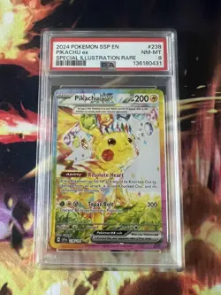 2024 Pokemon Surging Sparks 238 Pikachu ex PSA 8 - Image 1