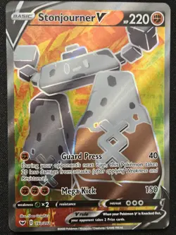 Stonjourner V 193/202 Sword Shield Base Full Art Ultra Rare Holo Pokemon 2020 NM - Image 1
