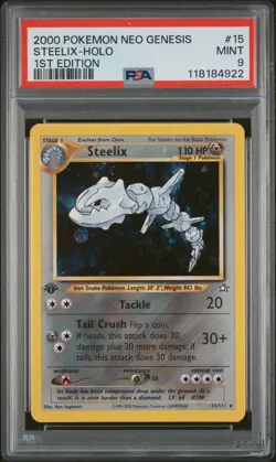 2000 Pokemon Vintage WOTC 1st Edition Neo Genesis Steelix-Holo Rare #15 PSA 9 - Image 1