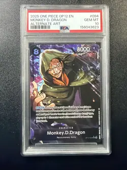 2025 Monkey D Dragon Alternate Art One Piece OP12-094 Legacy Master PSA 10 A3 - Image 1