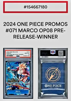 2024 MARCO One Piece OP08 Pre-Release Winner EN P-071 PSA 10 Gem Mint - Image 4