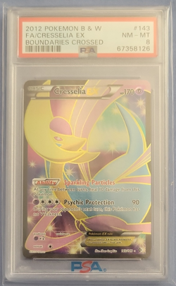 Pokemon TCG PSA 8 Cresselia EX Full Art Holo 143/149 Boundaries Crossed 2012 - Image 1