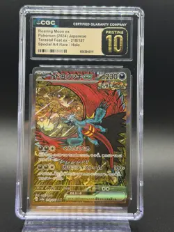 Pokemon Roaring Moon ex 218/187 Sv8a Terastal Fest ex SAR Holo JPN CGC 10 - Image 1