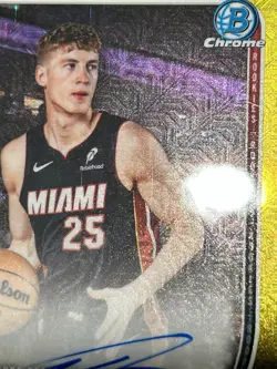 2025-26 Bowman Chrome Kasparas Jakucionis Yellow Mojo On Card Auto #/75 Rookie - Image 3