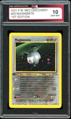 2001 Pokemon Neo Discovery 1st Edition #26 Magnemite KSA 10 Gem Mint - Image 1