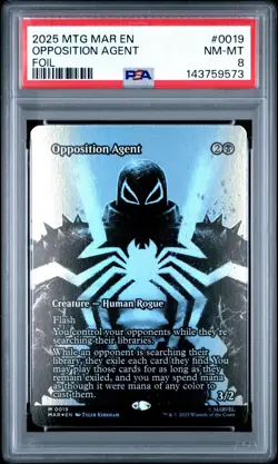 2025 MTG MARVEL'S SPIDER-MAN: SOURCE MAT FOIL #0019 OPPOSITION AGENT PSA 8 - Image 1
