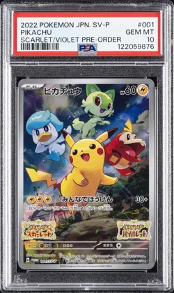 2022 POKEMON JPN SV PROMO SCARLET & VIOLET PRE-ORDER #001 PIKACHU PSA 10 - Image 1