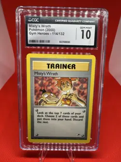 CGC 10 GEM MINT Waifu Pokemon Gym Heroes Misty's Wrath Trainer 114/132 2000 TCG - Image 1