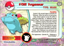 Ivysaur #2 Topps Trading Cards Series 1 Pokemon Lightly Played - Image 2