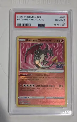 2022 Pokemon TCG Radiant Charizard Pokemon GO 011/078 Holo Rare PSA GEM MINT 10 - Image 1