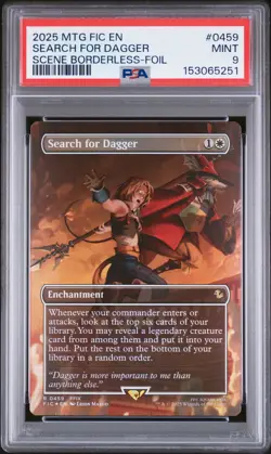 2025 MTG FINAL FANTASY COMMANDER BORDERLESS-FOIL #0459 SEARCH FOR DAGGER PSA 9 - Image 1